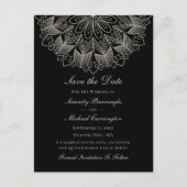 Elegante Mandala Boho Black Save the Date Wedding Uitnodiging Briefkaart (Voorkant)