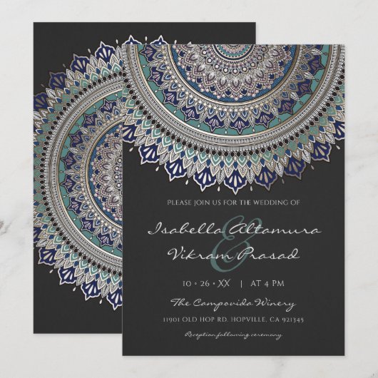 Elegante Mandala bruiloft uitnodigingen (Voorkant / Achterkant)