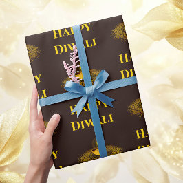 Elegante mandala diya goud diwali aangepaste tekst cadeaupapier