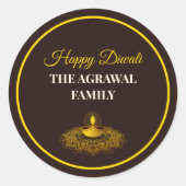 Elegante mandala diya hindoe aangepaste gouden diw ronde sticker (Voorkant)