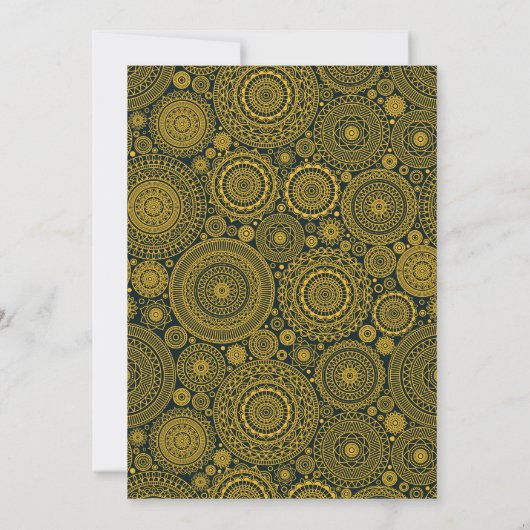 Elegante Mandala Diyas Green Gold Diwali Party Kaart (Achterkant)