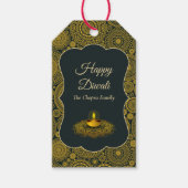 Elegante mandala diyas hindoe aangepaste gouden di cadeaulabel (Voorkant)