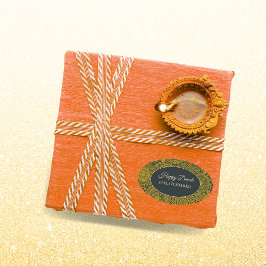 Elegante mandala diyas hindoe aangepaste gouden di ovale sticker