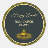 Elegante mandala diyas hindoe aangepaste gouden di ronde sticker (Voorkant)