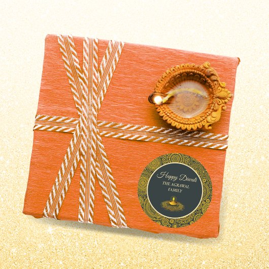 Elegante mandala diyas hindoe aangepaste gouden di ronde sticker