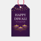 Elegante mandala diyas hindoe custom paarse diwali cadeaulabel (Voorkant)