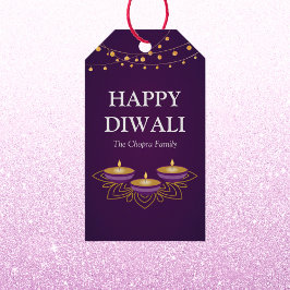 Elegante mandala diyas hindoe custom paarse diwali cadeaulabel