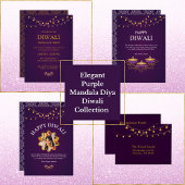 Elegante mandala diyas hindoe custom paarse diwali ronde sticker