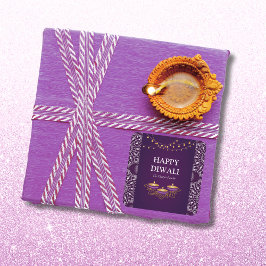 Elegante mandala diyas hindoe custom paarse diwali vierkante sticker