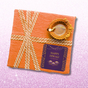 Elegante mandala diyas hindoe custom paarse diwali vierkante sticker