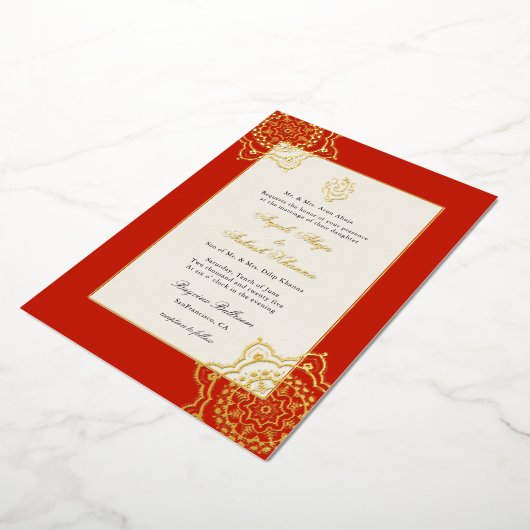 Elegante Mandala en Ganesh Indiase bruiloft Folie Uitnodiging (Gedraaid)