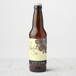 Elegante Mandala-geïnspireerde bruiloft Bier Etiket