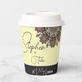 Elegante Mandala-geïnspireerde bruiloft Papieren Bekers (Achterkant)