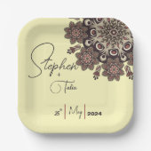 Elegante Mandala-geïnspireerde bruiloft Papieren Bordje (Voorkant)