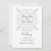 Elegante Mandala Grijs Wit Handgetekend Kaart (Voorkant)