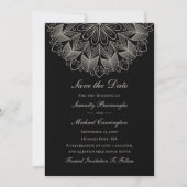 Elegante Mandala Indian Boho Black Save the Date Aankondiging (Voorkant)