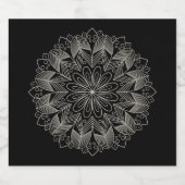 Elegante Mandala Indiase Boho Chic Zwarte Bruiloft Bier Etiket (Enkel label)