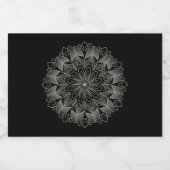 Elegante Mandala Indiase Boho Chic Zwarte Bruiloft Likeurfles Etiket (Enkel label)