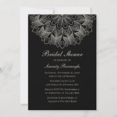 Elegante Mandala Indiase Boho Zwarte Bruiloftsdouc Kaart (Voorkant)