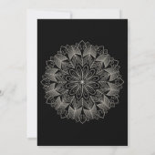 Elegante Mandala Indiase Boho Zwarte Bruiloftsdouc Kaart (Achterkant)