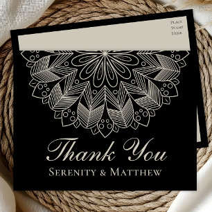 Elegante Mandala Indiase Henna Boho Chic Zwarte Da Uitnodiging Briefkaart