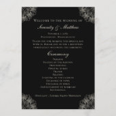 Elegante Mandala Indische Zwarte Boho Huwelijkspro Programmakaart (Voorkant)