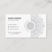 Elegante Mandala Kunststudio Witte Creatieve Visitekaartje (Voorkant)