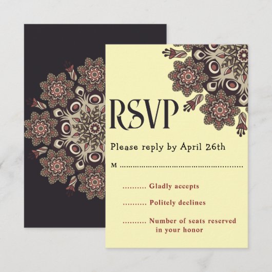 Elegante Mandala RSVP Kaartje (Voorkant / Achterkant)