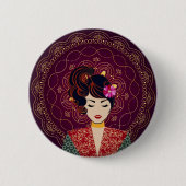 Elegante Mandala Vrouw Kunst Knop Ronde Button 5,7 Cm (Voorkant)