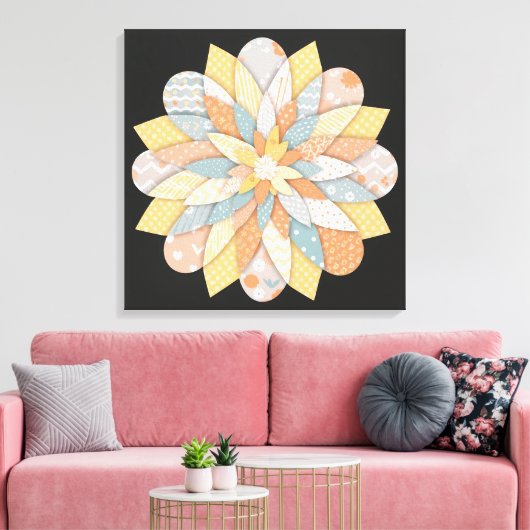 Elegante Mandala Wandkunst | Geometrische Boho  Canvas Afdruk (Insitu (Woonkamer))