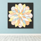 Elegante Mandala Wandkunst | Geometrische Boho  Canvas Afdruk (Insitu (Houten vloer))