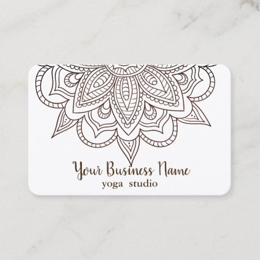 Elegante Mandala White Chic Classy Yoga Instructeu Visitekaartje (Voorkant)