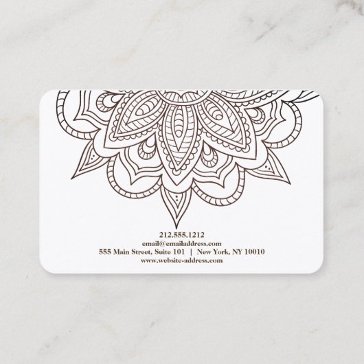 Elegante Mandala White Chic Classy Yoga Instructeu Visitekaartje (Achterkant)