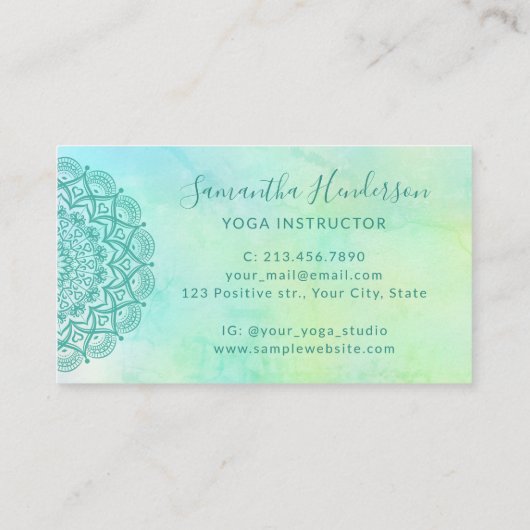 Elegante Mandla Flower Yoga Visitekaartje (Achterkant)