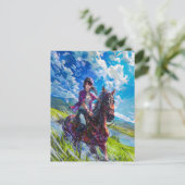 Elegante manga rijder in Mountain Serenity Briefkaart (Staand voorkant)