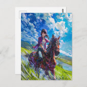 Elegante manga rijder in Mountain Serenity Briefkaart (Voorkant / Achterkant)