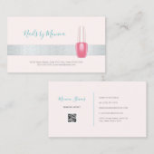 Elegante manicure zilveren streep roze nagellak visitekaartje (Voorkant / Achterkant)
