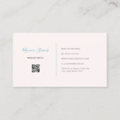 Elegante manicure zilveren streep roze nagellak visitekaartje (Achterkant)