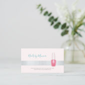 Elegante manicure zilveren streep roze nagellak visitekaartje (Staand voorkant)