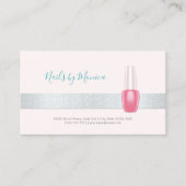 Elegante manicure zilveren streep roze nagellak visitekaartje (Voorkant)