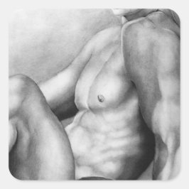 Elegante mannelijke Fine Art Nude-Mannelijke Bodyb Vierkante Sticker