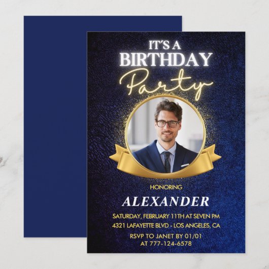 Elegante Mannen 37e verjaardagsuitnodigingen Chic Kaart (Voorkant / Achterkant)