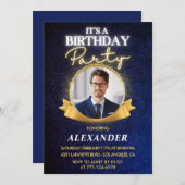 Elegante Mannen 49e verjaardagsuitnodiging Chic Kaart (Voorkant / Achterkant)