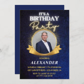 Elegante Mannen 68e verjaardagsuitnodiging Chic Kaart (Voorkant / Achterkant)