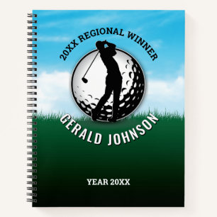 Elegante Mannen Golf Monogram Design Notitieboek