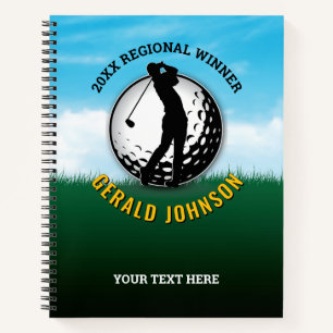 Elegante Mannen Golf Monogram Design Notitieboek