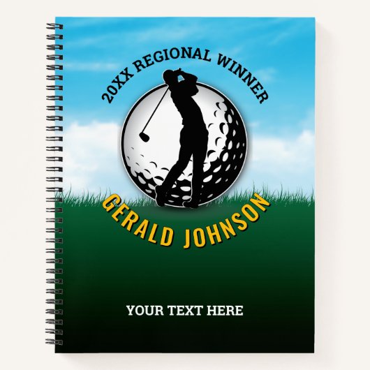 Elegante Mannen Golf Monogram Design Notitieboek (Voorkant)