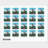 Elegante Mannen Golf Monogram Design Vierkante Sticker (Vel)