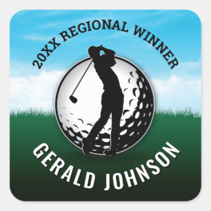 Elegante Mannen Golf Monogram Design Vierkante Sticker