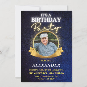 Elegante mannen Navy foto 81e verjaardag Kaart